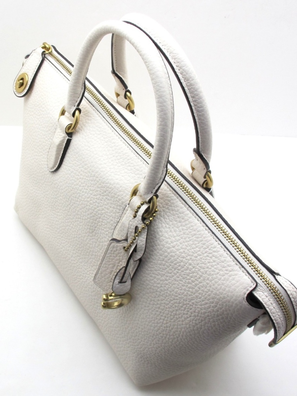 COACH Cara Soft Pebble Leather Crossbody Satchel Chalk NEW - Picture 11 of 12